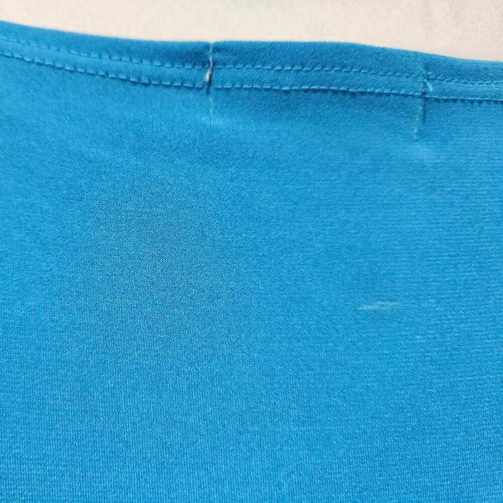TURQUOISE BLUE SLEEVELESS CUTOUT CONTEMPORARY TOP  26/28 CRUISE RESORT TRAVEL - Picture 5 of 5